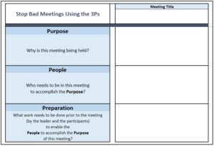 Stop Bad Meetings Using the 3Ps worksheet