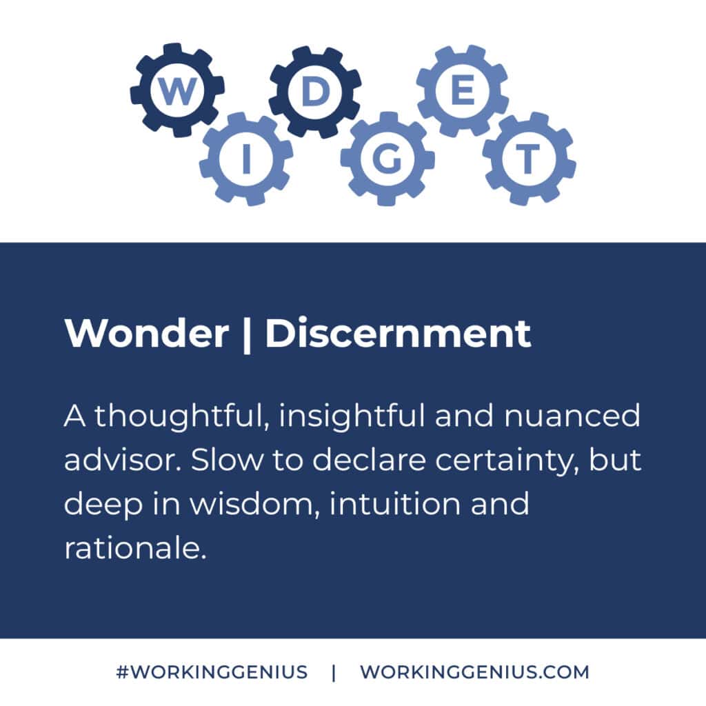 Wonder Discernment Working Genius Pairing